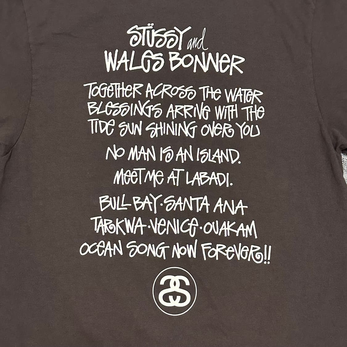 스투시 x 웨일즈 보너 오션 송 반팔 티셔츠 브라운 m사이즈 상품이미지6