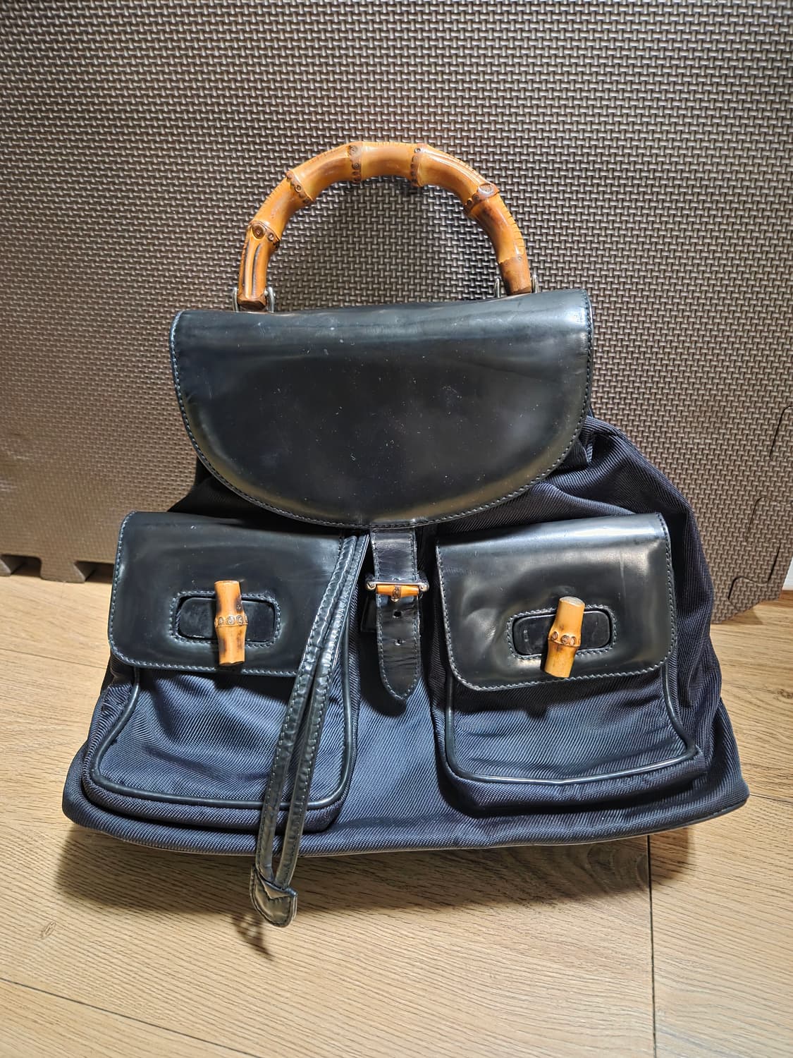 올드 구찌 나일론 레더 뱀부 백팩 상품이미지2