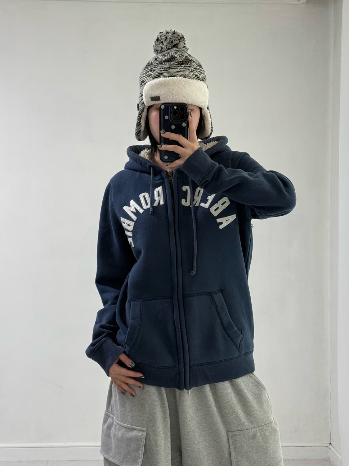 아베크롬비 네이비 양털 후드집업 상품이미지2