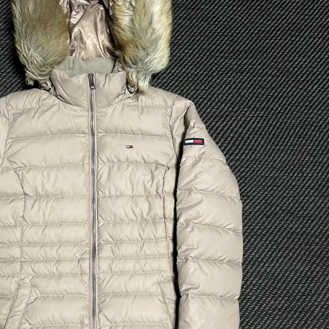 [S] Tommy 타미힐피거 우먼즈 다운 베이지 코트 패딩 점퍼 상품이미지2