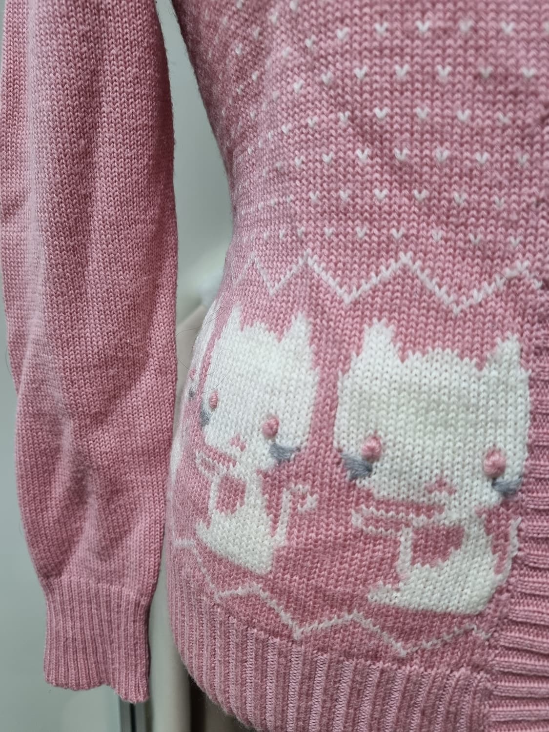 고양이 네코 핑크 니트 가디건 상품이미지3