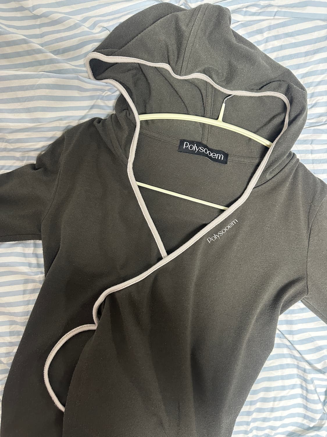 Polysooem wrapped strap cardigan khaki 상품이미지3