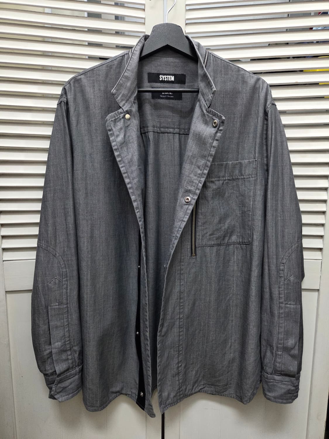 시스템 차이나카라 데님 셔츠 자켓 상품이미지1
