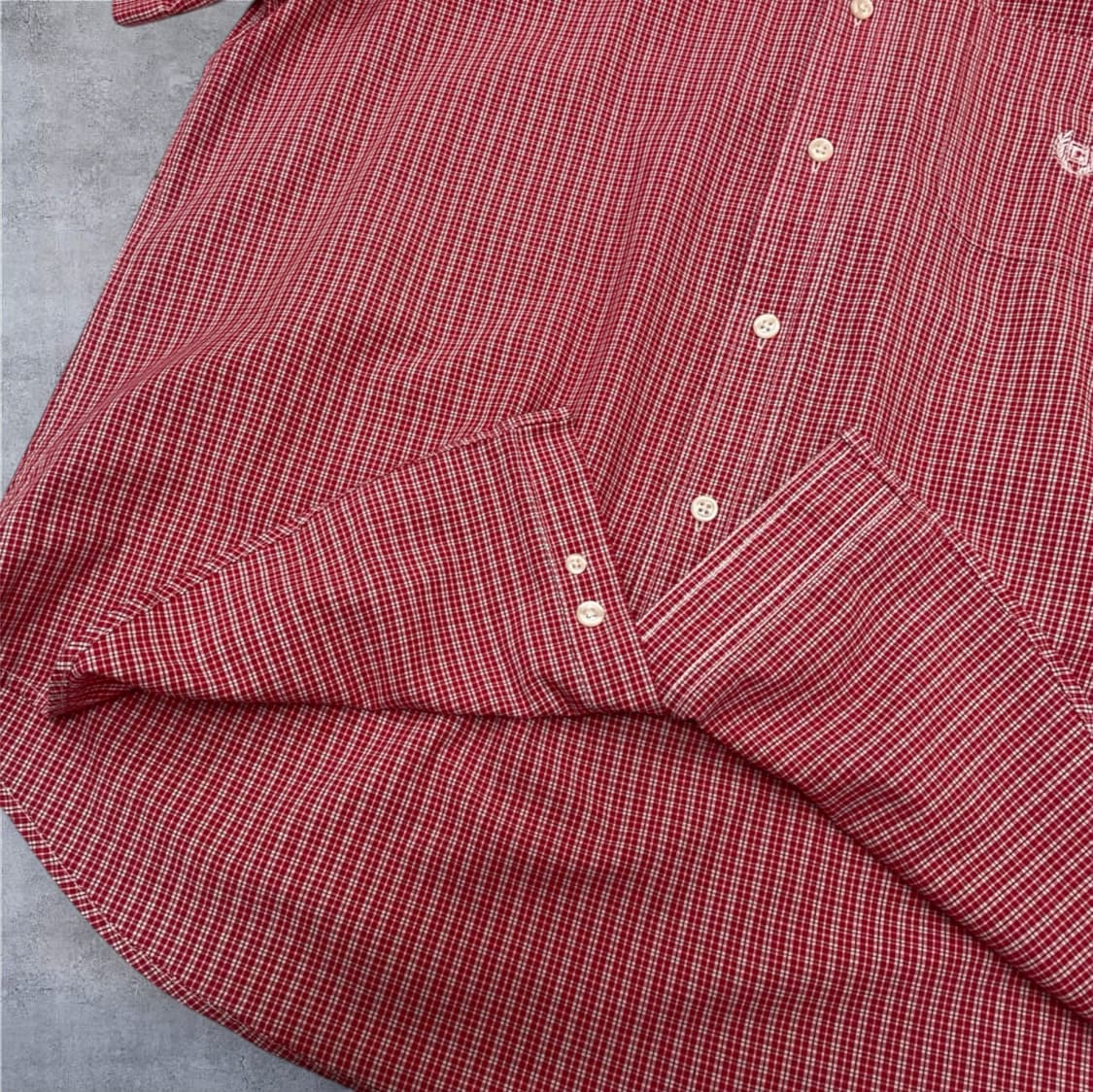 챕스 Chaps 레드 미니 체크 포켓 반팔 셔츠 L 상품이미지5