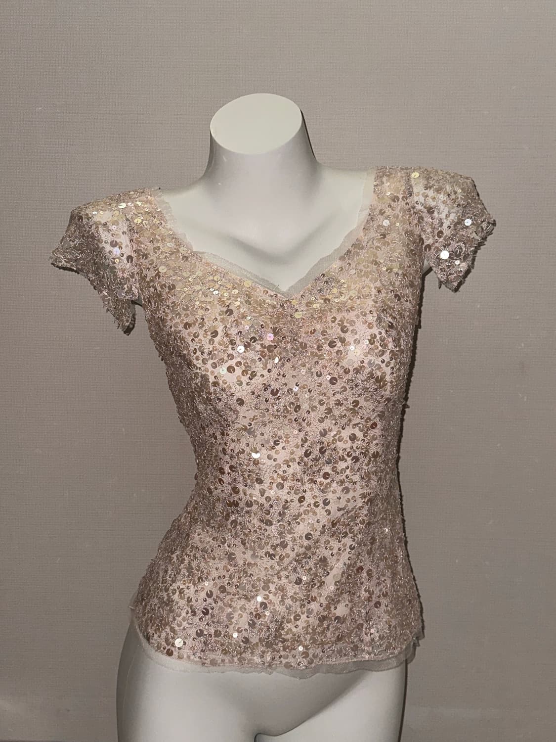 빈티지 페어리코어 스팽글 반팔 블라우스 상품이미지5