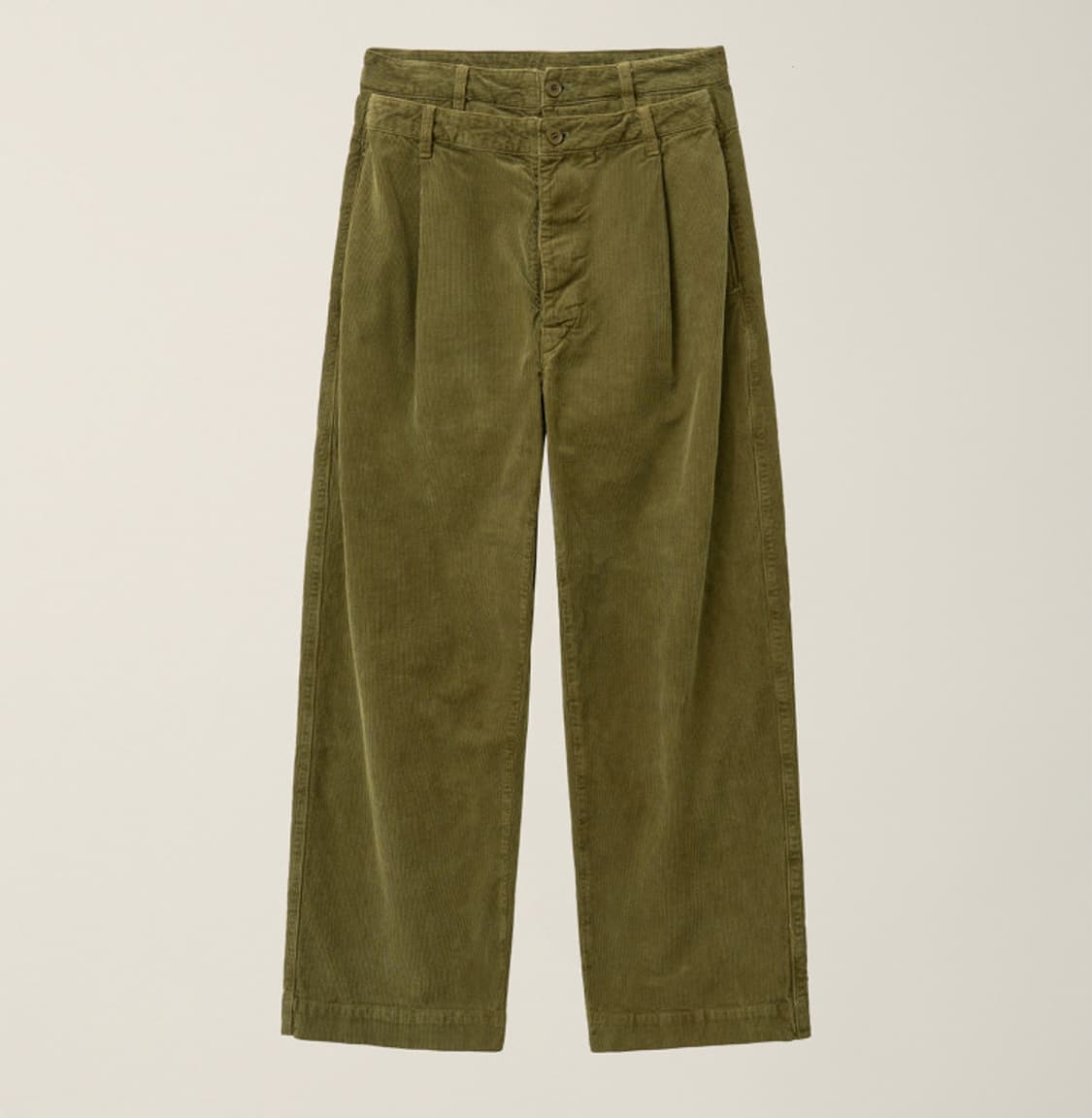 [M] 누마레 ee 더블 웨이스트 코듀로이 팬츠 카키 상품이미지1