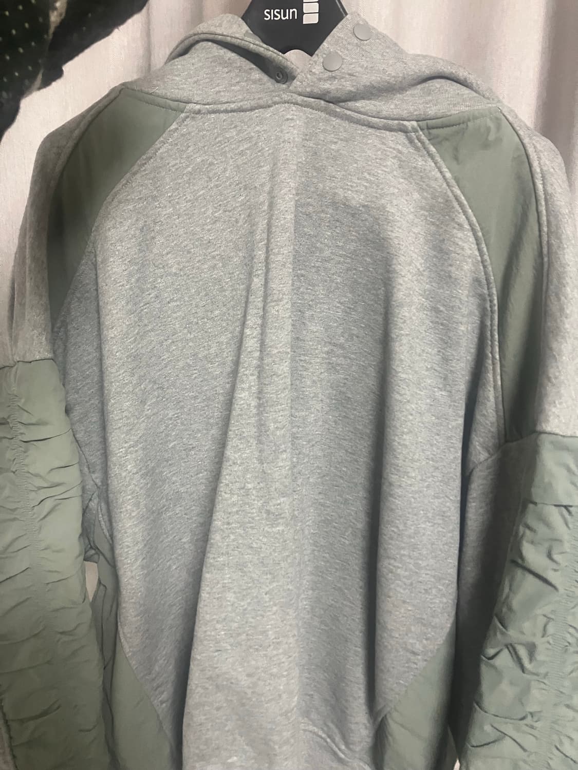 액스톤즈 루즈핏 셔링 나일론 코튼 후디 상품이미지2