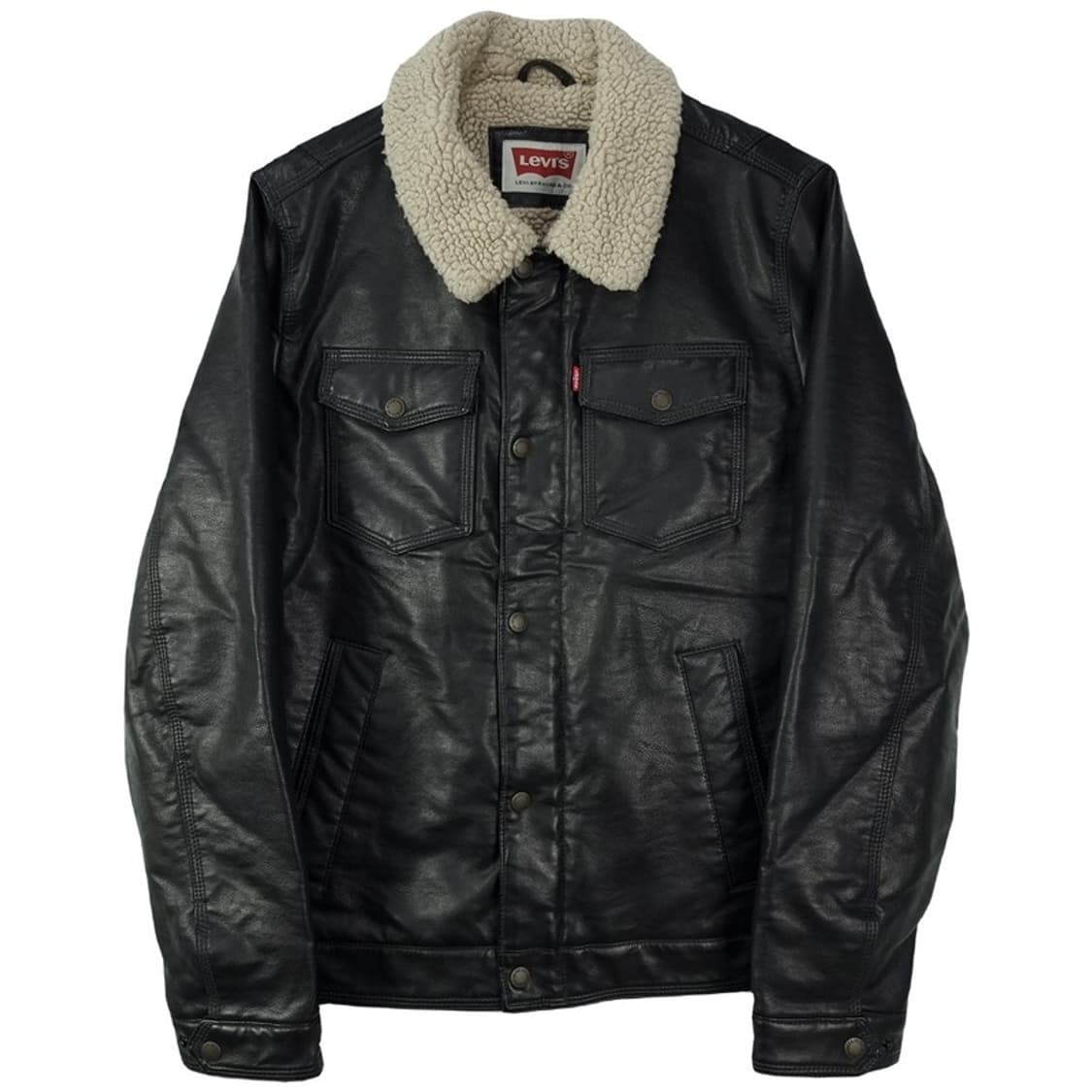 [리바이스] 레더 쉐르파 무스탕 트러커 가죽 자켓 블랙 M18610 상품이미지2