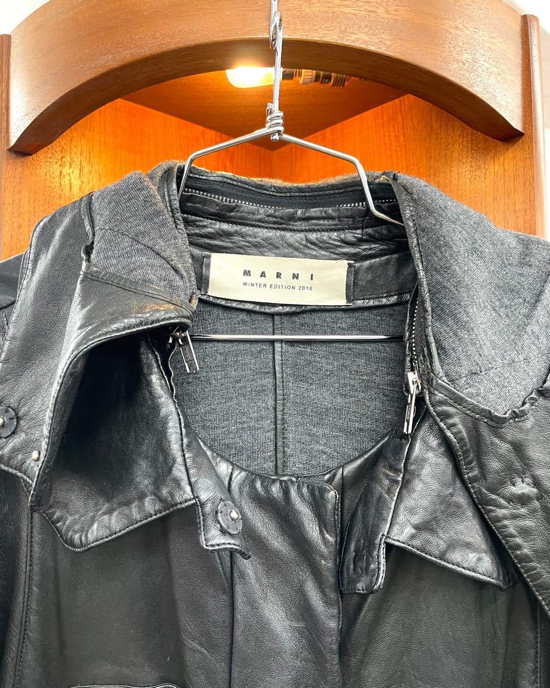 [38] 마르니 레더 후드 코트 상품이미지10