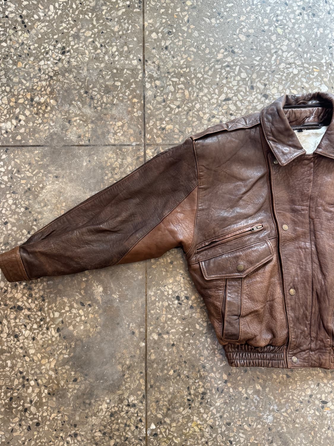 90s 빈티지 램스킨 멀티포켓 봄버자켓(O47) 상품이미지4