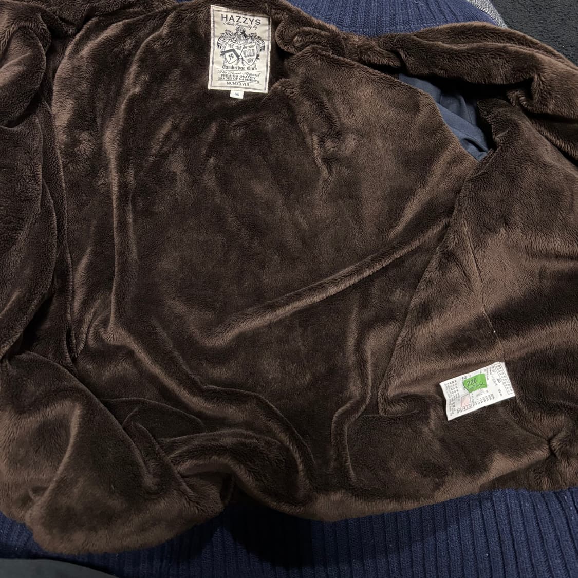 95 헤지스 네이비 보아털 엘보우패치 니트집업 상품이미지5