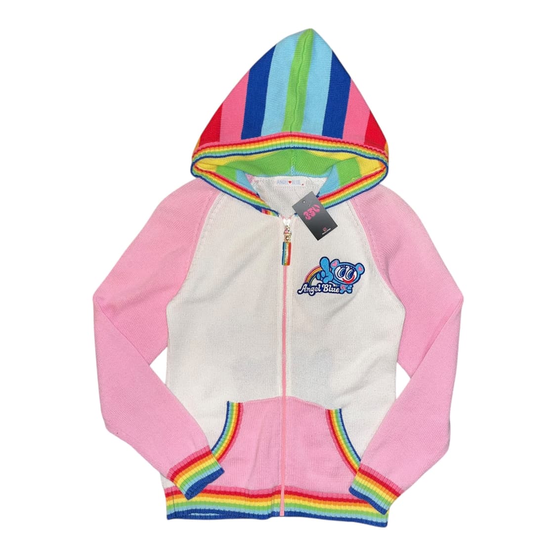 ANGEL♥︎BLUE 엔젤스블루 무지개 니트 후드집업 키치갸루y2k 상품이미지4