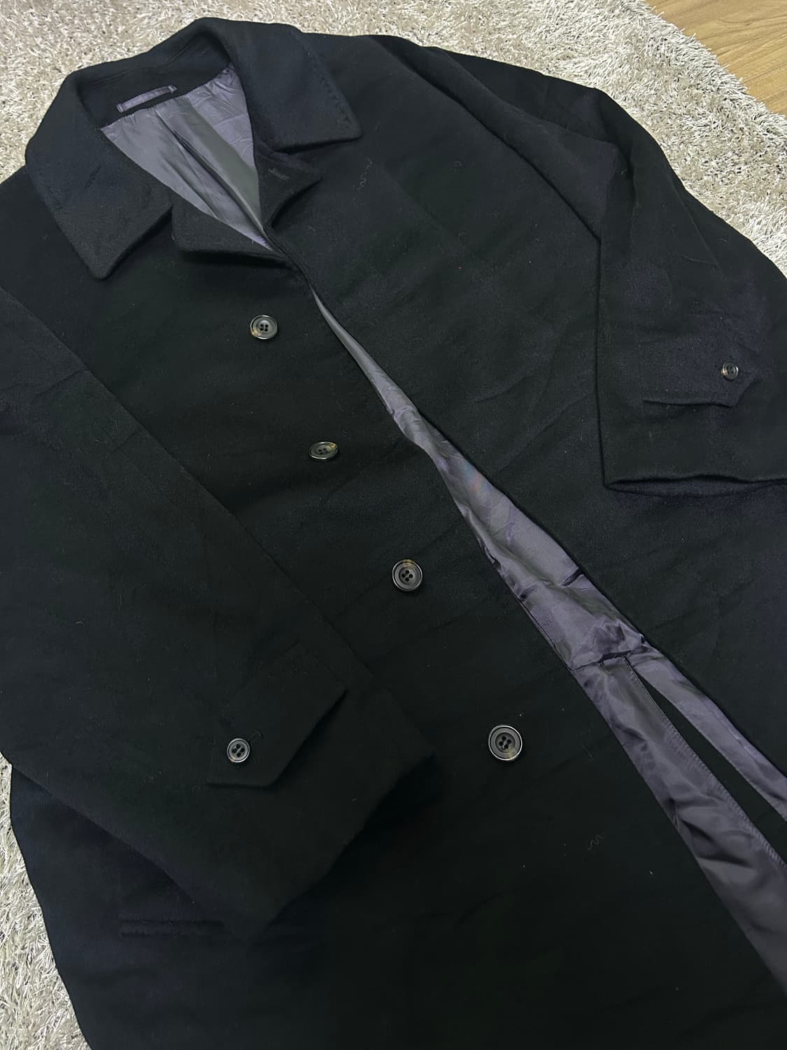 일본판 캐시미어 100프로 블랙 코트 사이즈 105 상품이미지2