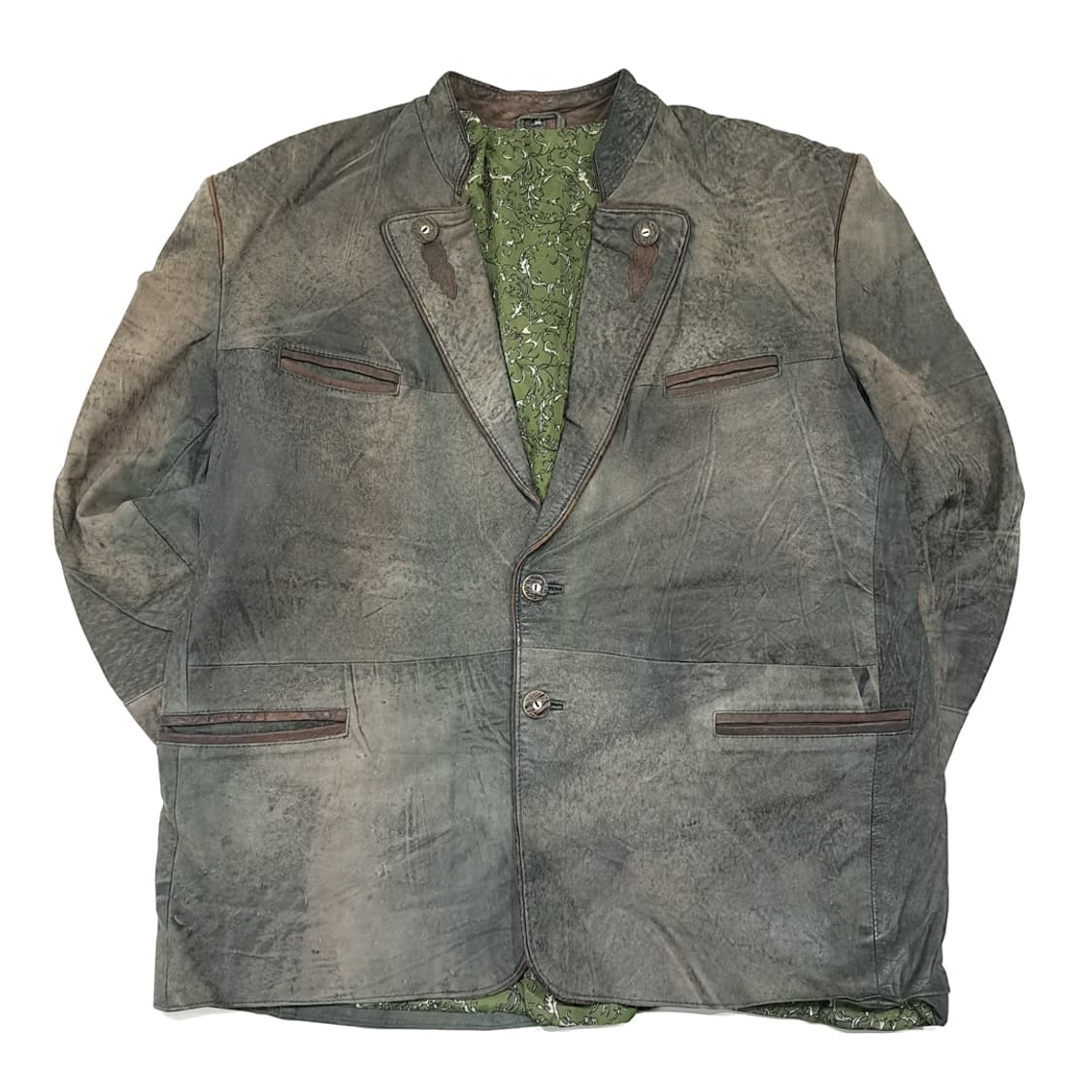 CL333 XL 크루거 80s 독일판 가죽 트라흐텐 그린 자켓 상품이미지1