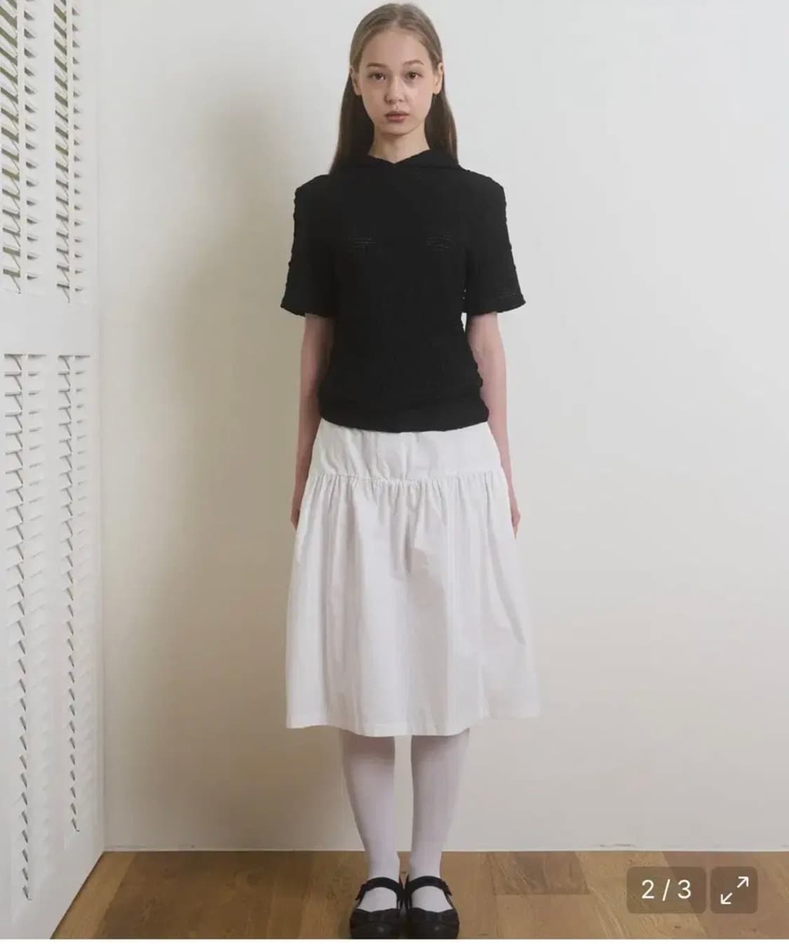 페스토)코튼셔링 화이트스커트 판매 상품이미지1