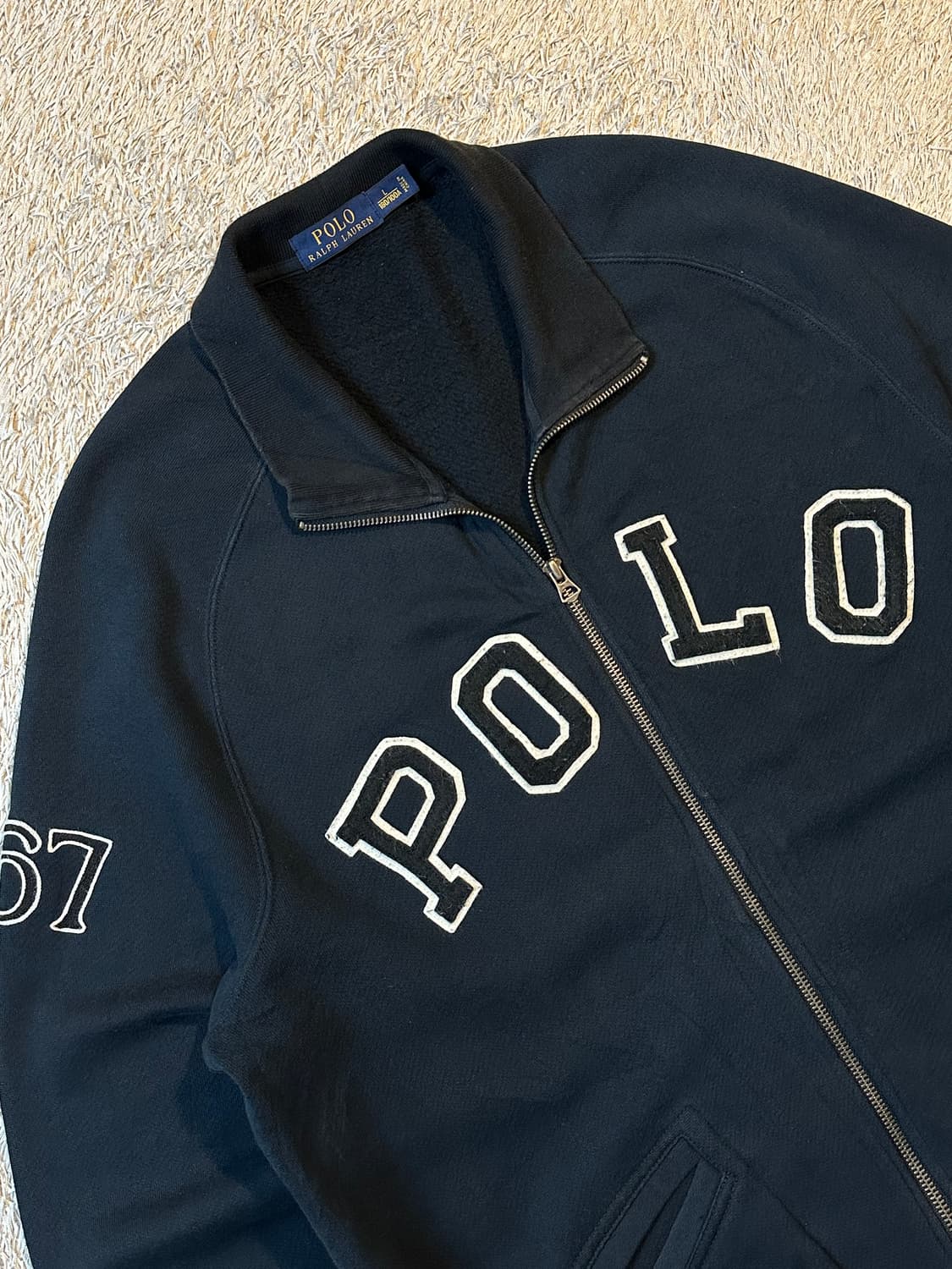 폴로 랄프로렌 신형 스펠아웃 아치로고 코튼 집업 자켓 블랙 상품이미지2