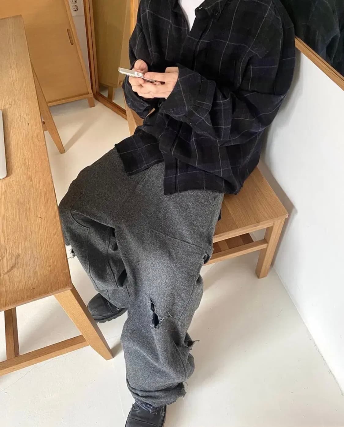 [2] 언더마이카 빈티지 울 카펜터 팬츠 그레이 상품이미지4