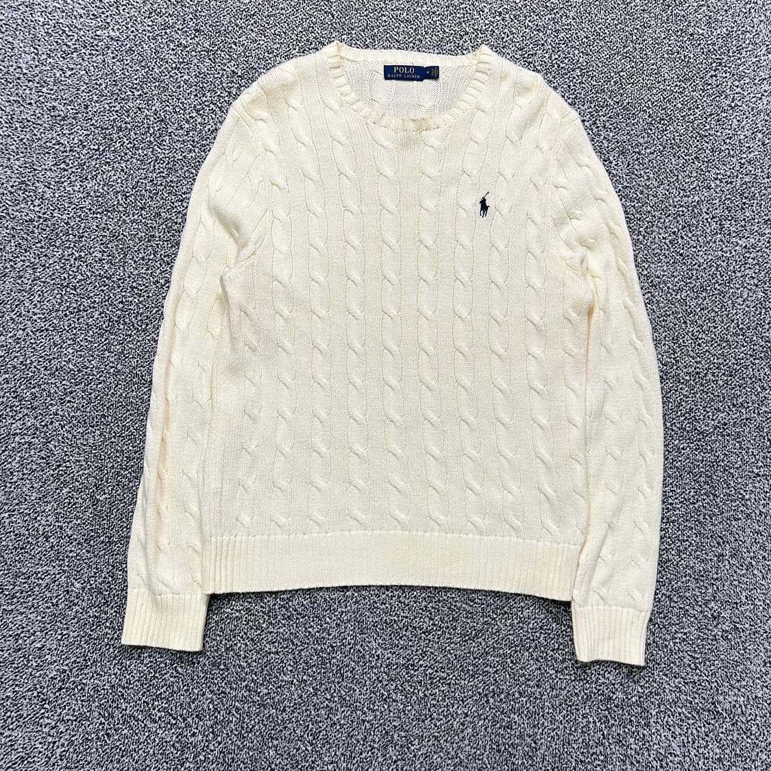폴로 크림 케이블 코튼 니트 상품이미지1