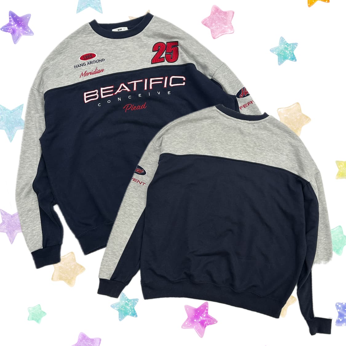 ⭐️WEGO 블록코어 빈티지 맨투맨⭐️빈티지 스포티 스포츠 오버핏 상품이미지1