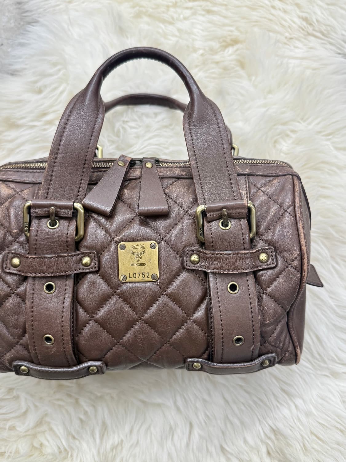 mcm 브라운 퀼팅 레더 보스톤백 *극레어 상품이미지6