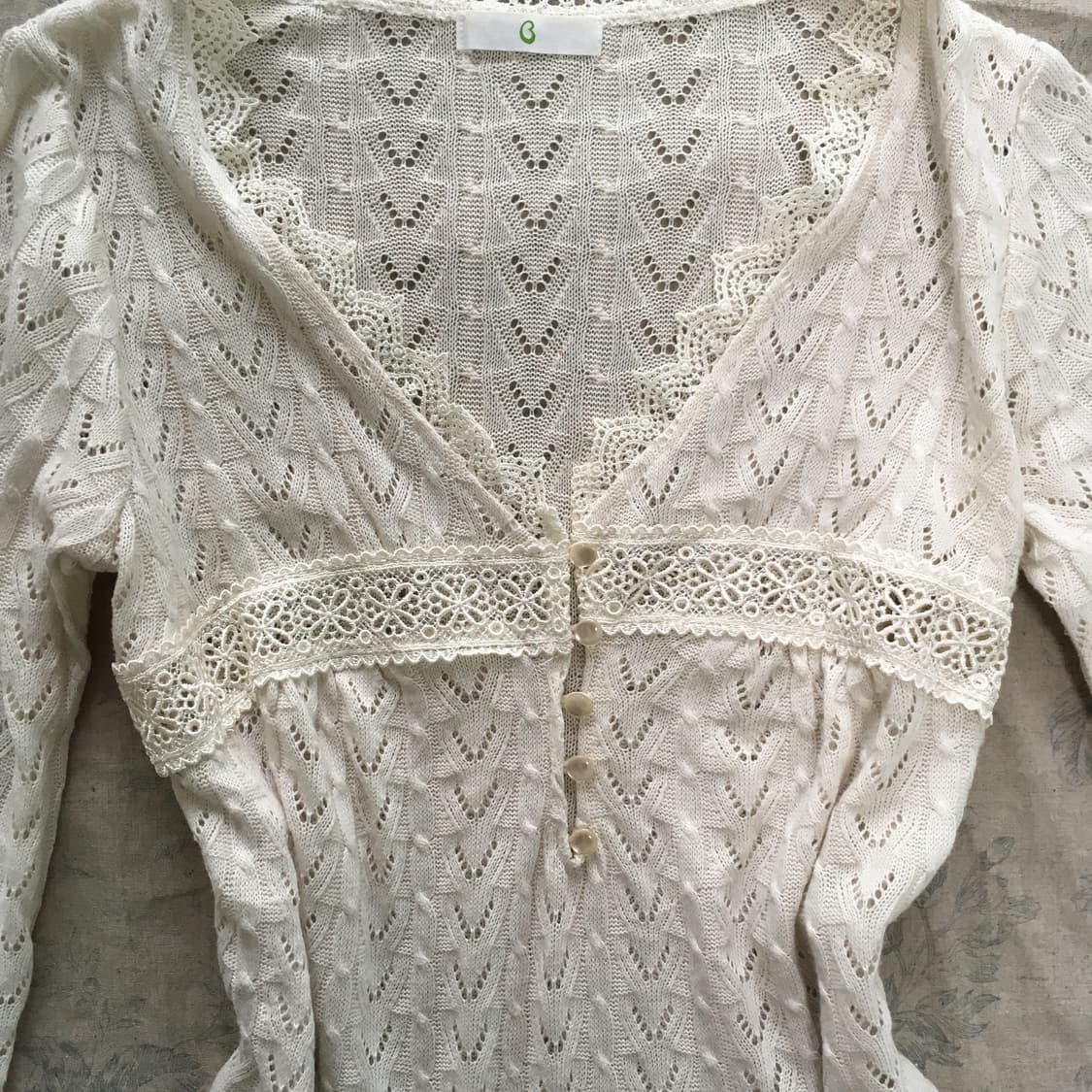 jpn vintage ivory crochet laced cardigan 상품이미지2
