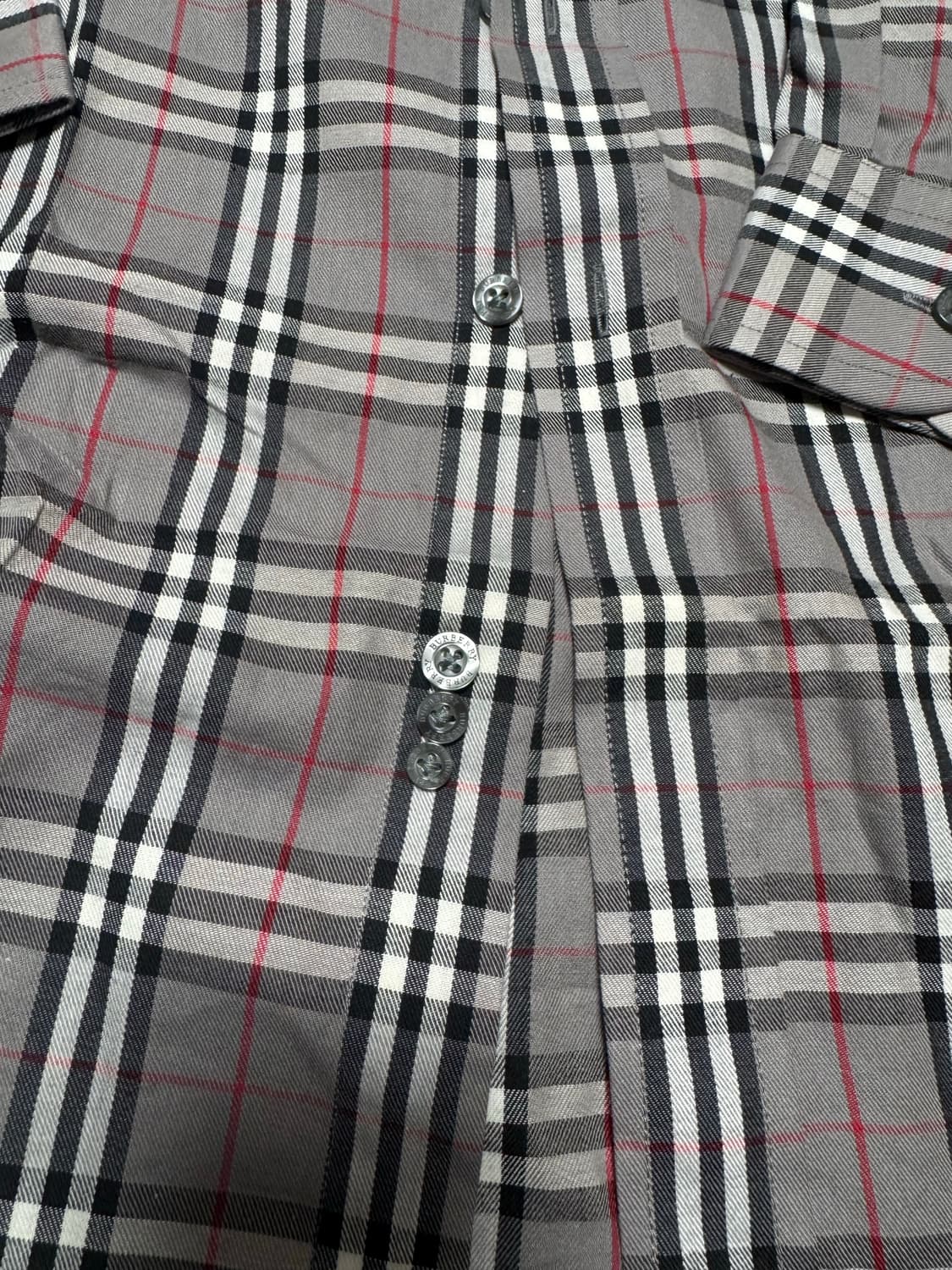 (XL) 버버리 체크 긴팔 셔츠 그레이 상품이미지4