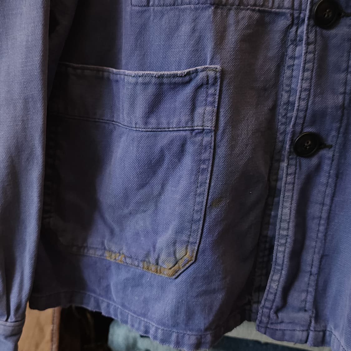 60s 프렌치 워크자켓 프렌치자켓 페이딩 블루 퍼플 52 상품이미지8