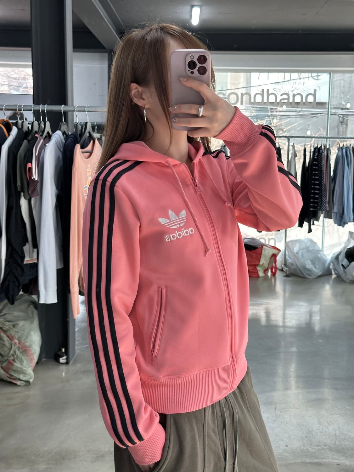 아디다스 후드플락 져지집업 코랄 상품이미지2