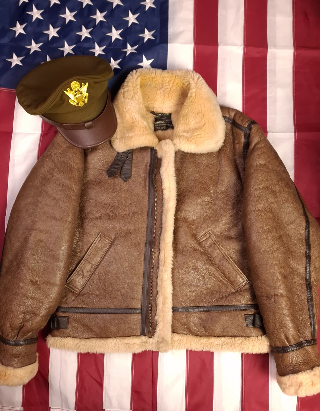 90's 국내산 미공군 B-3 TYPE 리얼레더 항공폭격기 무스탕 상품이미지2