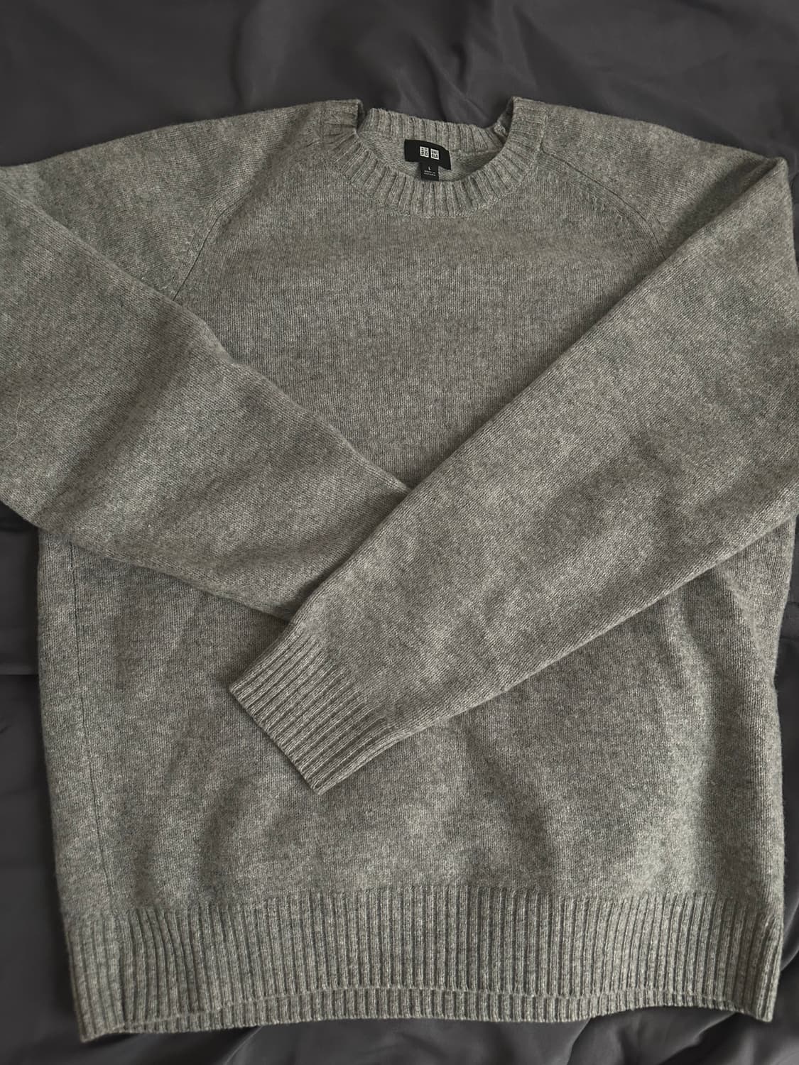 유니클로 램스울 크루넥니트 L 그레이 상품이미지1