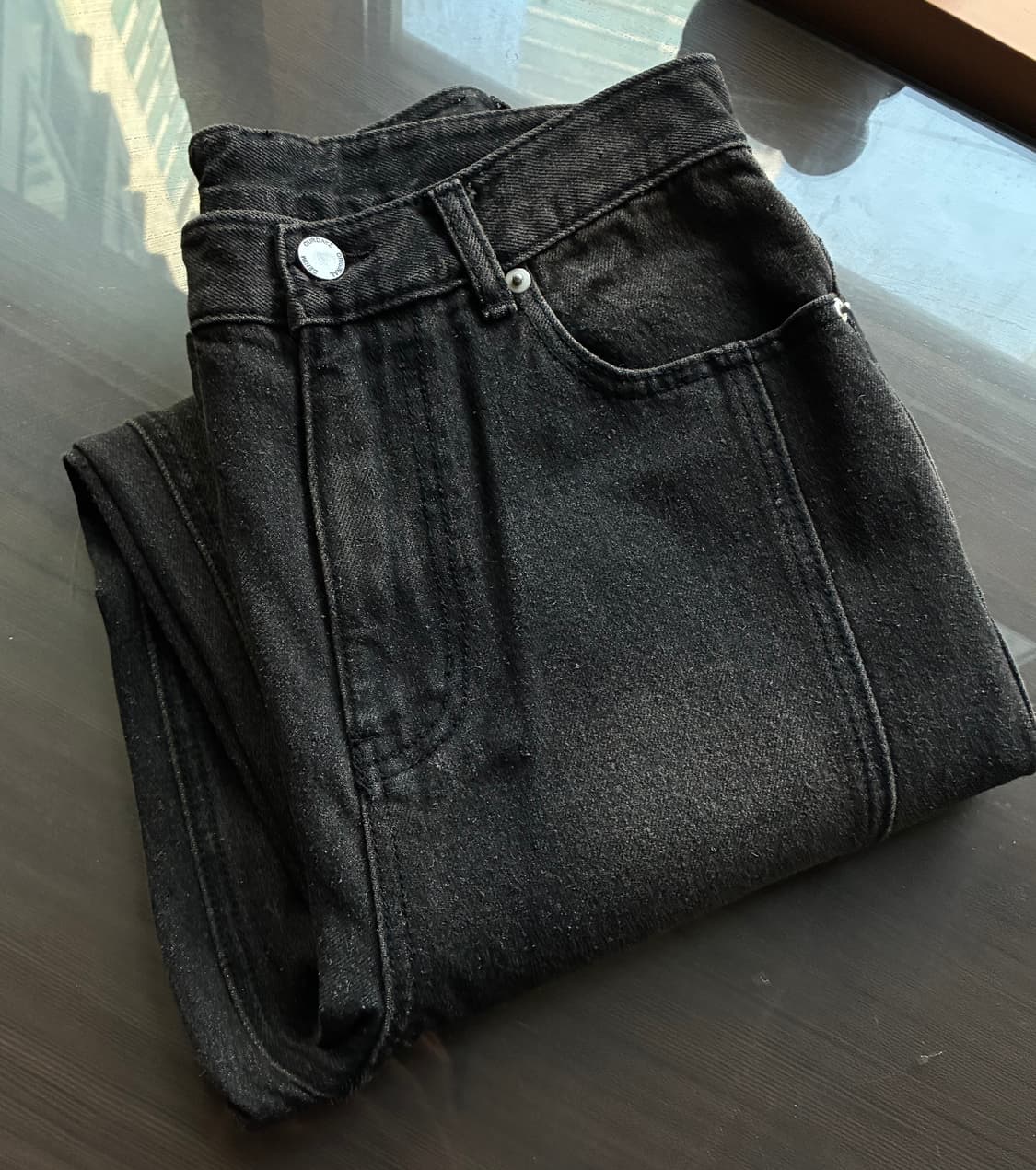 (S) 아워데이즈 웨이비 커브드 와이드 데님 팬츠 [BLACK] 판매 상품이미지8