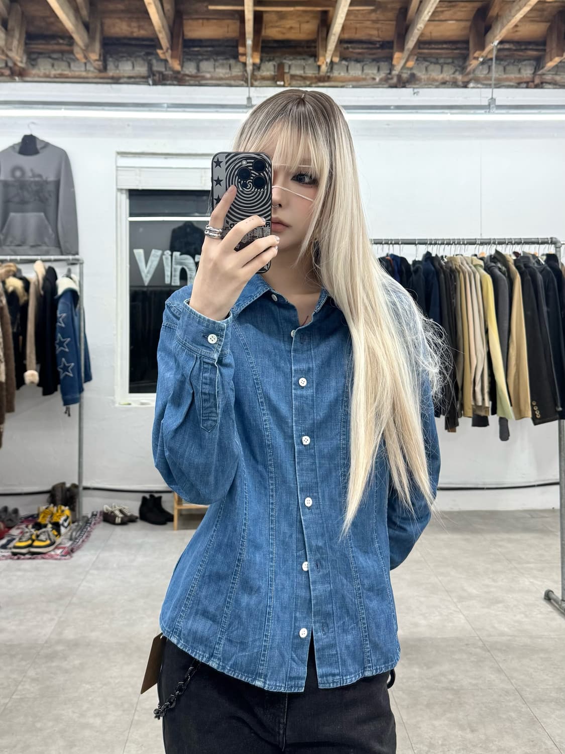 Scapa 절개 데님 셔츠 상품이미지1