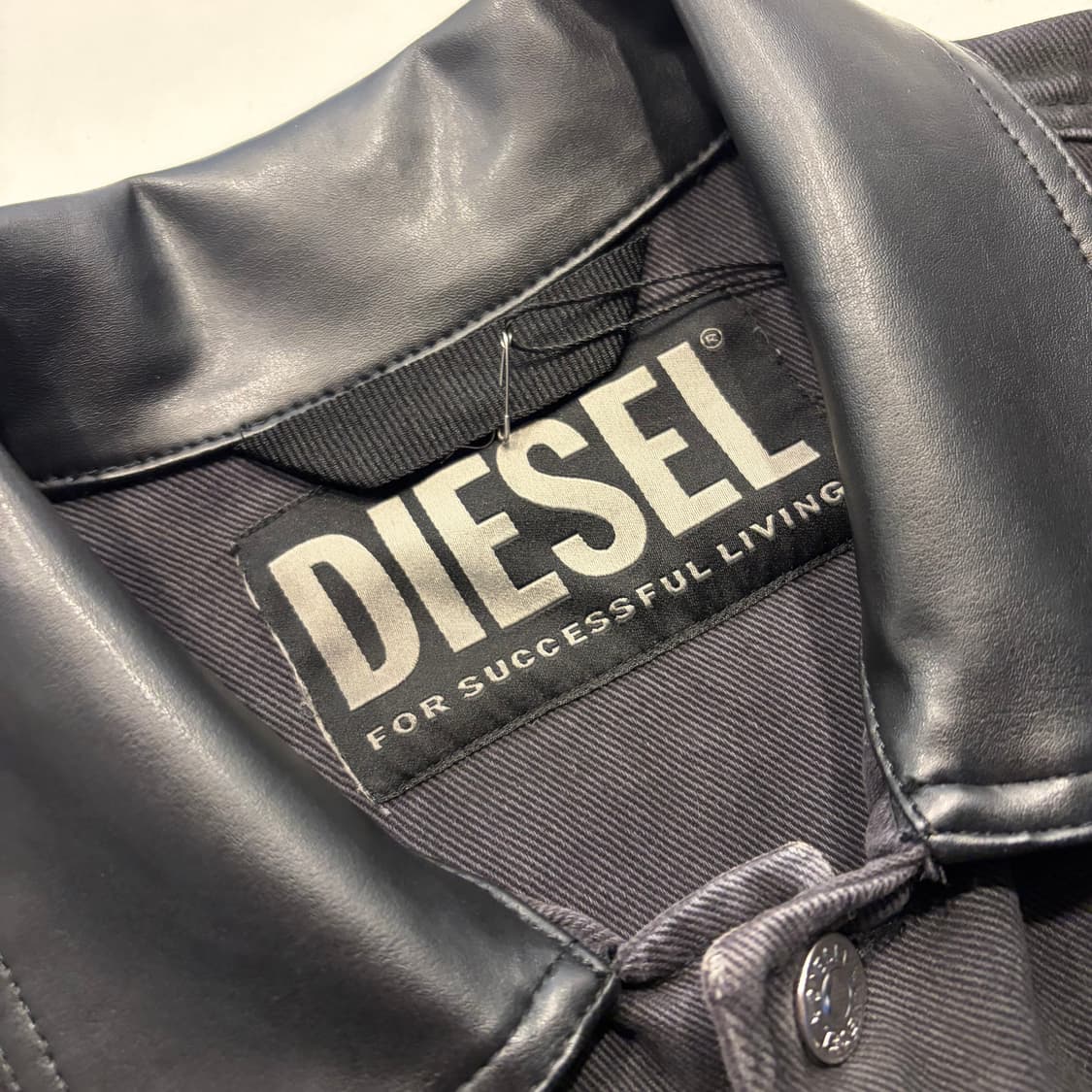 [L] 디젤 블랙 데님 퀼팅 레더 자켓 라이더 D670 상품이미지4