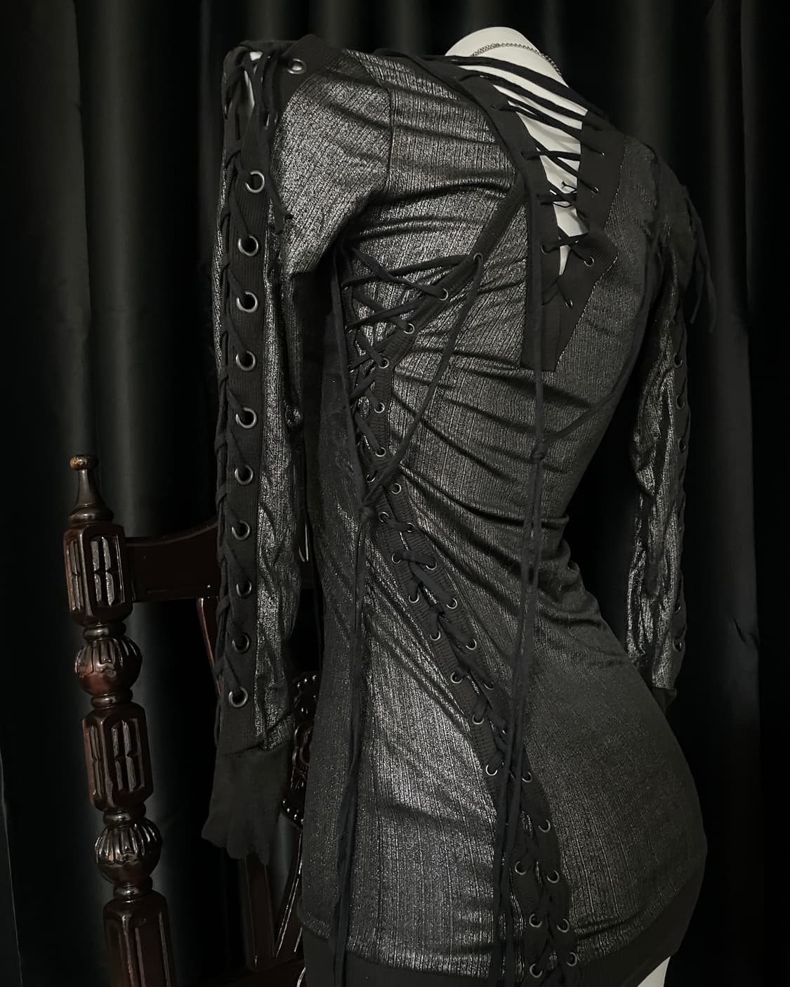 Salvage Lace-up Sheer Mini Dress 상품이미지1