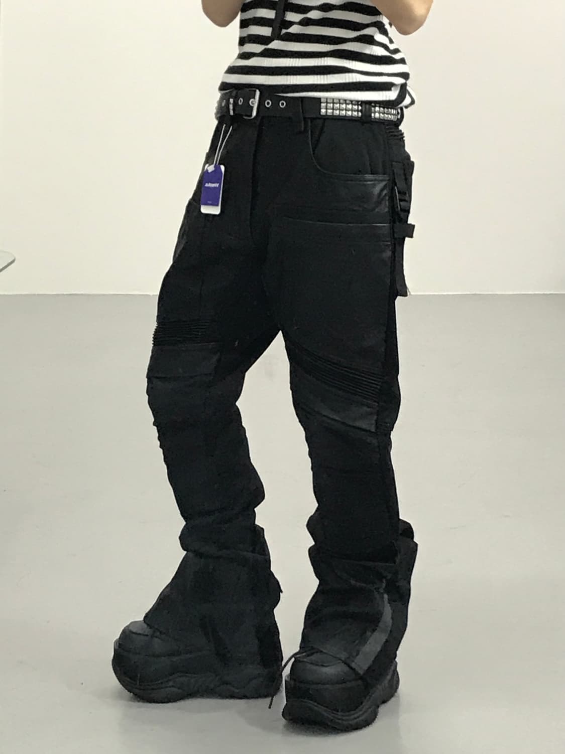 코듀라 레더 믹스 모토 팬츠 상품이미지2