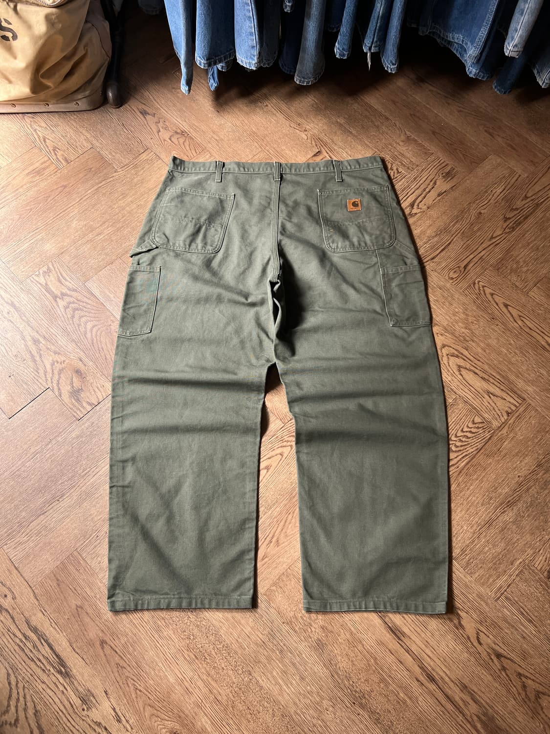 [42]칼하트 USA 덩가리핏 빅사이즈 모스그린 싱글니 카펜터 워크 팬츠 상품이미지2