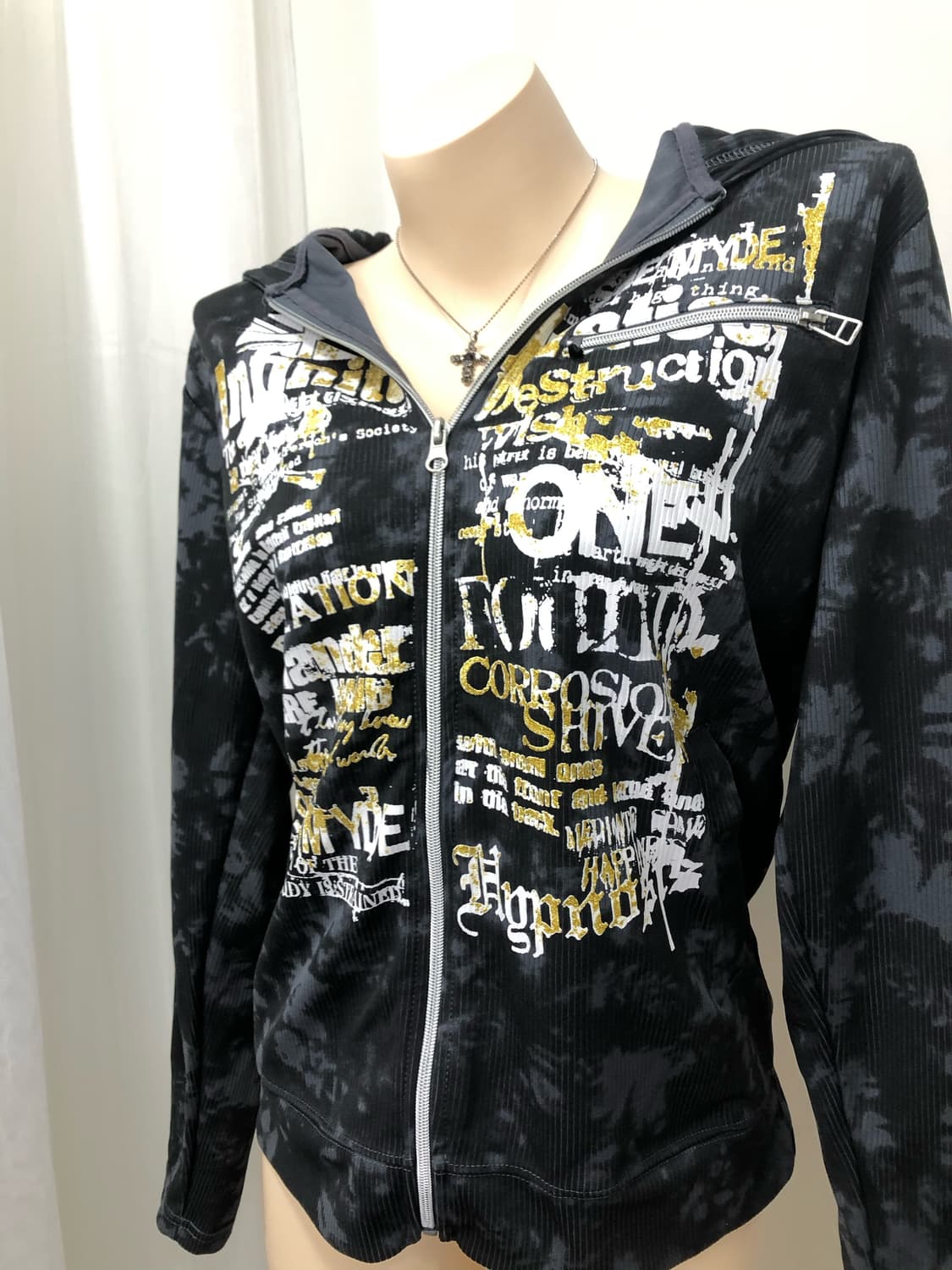 y2k punk lettering graphic hood zipup 상품이미지2