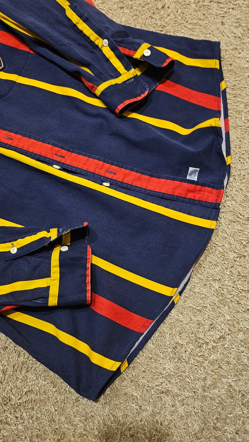 (XL-100)90's 폴로 랄프로렌 쉴드 패치 스트라이프 셔츠 상품이미지6