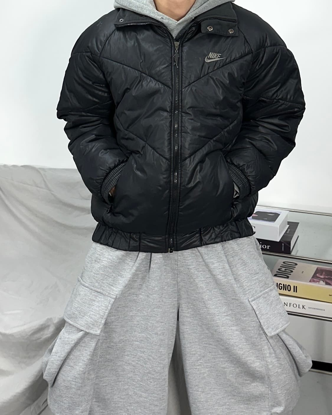 나이키 00s 블랙 유광 패딩 L 상품이미지3