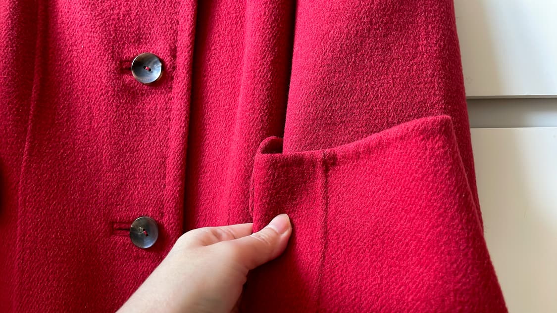 한섬 SJSJ 55-66 빨강 울 앙고라 모직코트 상품이미지5