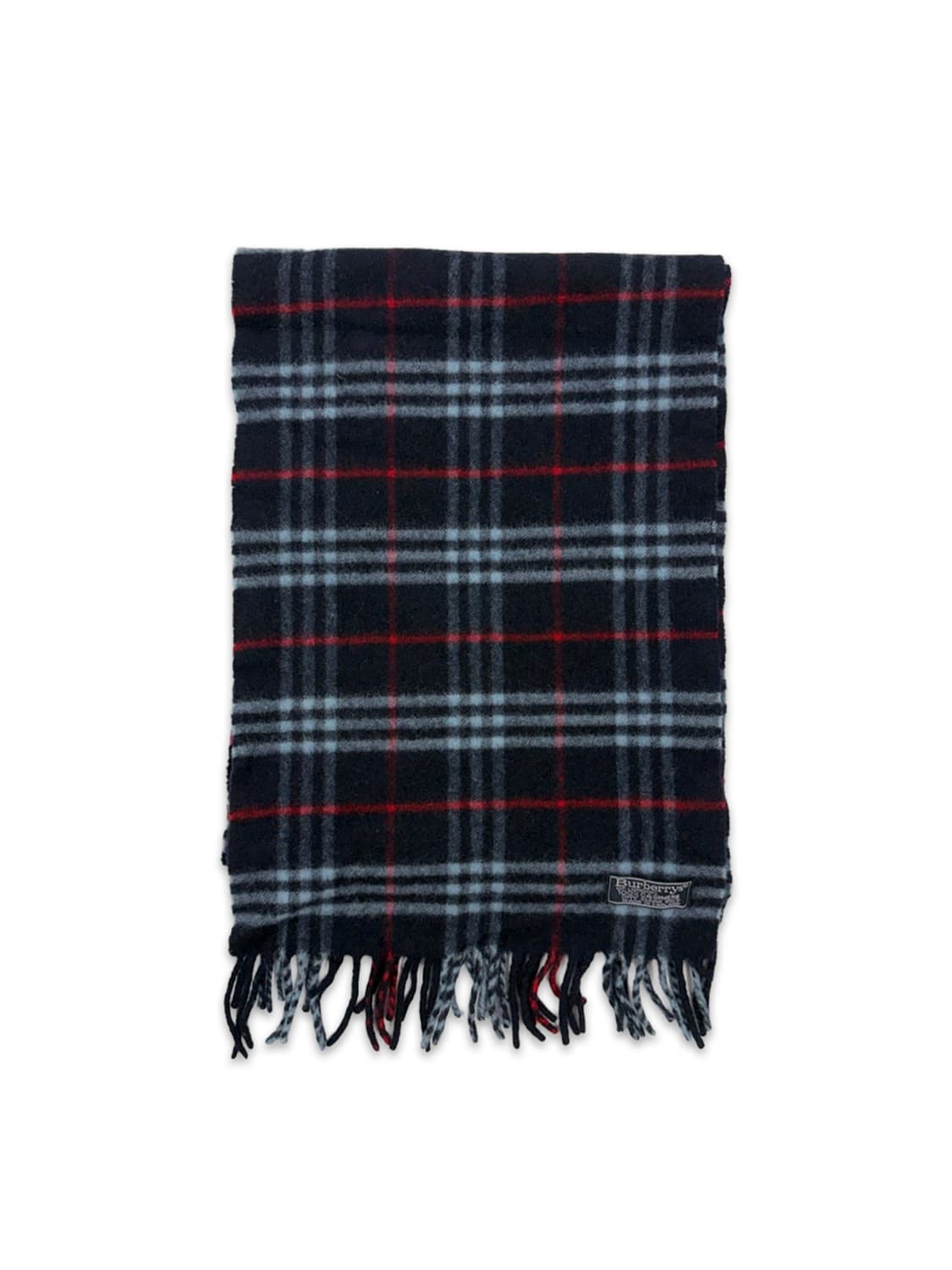 빈티지 버버리 케시미어 네이비 체크 머플러 상품이미지1