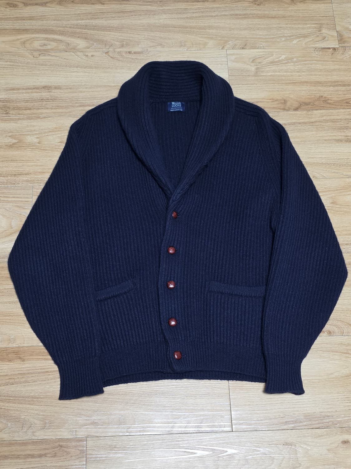 44size택포80만)25fw윌리엄로키 캐시미어 숄카라 가디건 네이비 상품이미지1