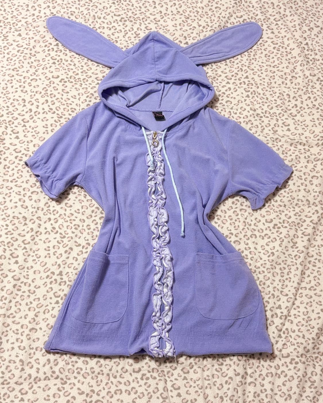 히메갸루 핀터깔 우사미미 연보라 토끼 귀 레이스 포인트 후드집업  상품이미지1