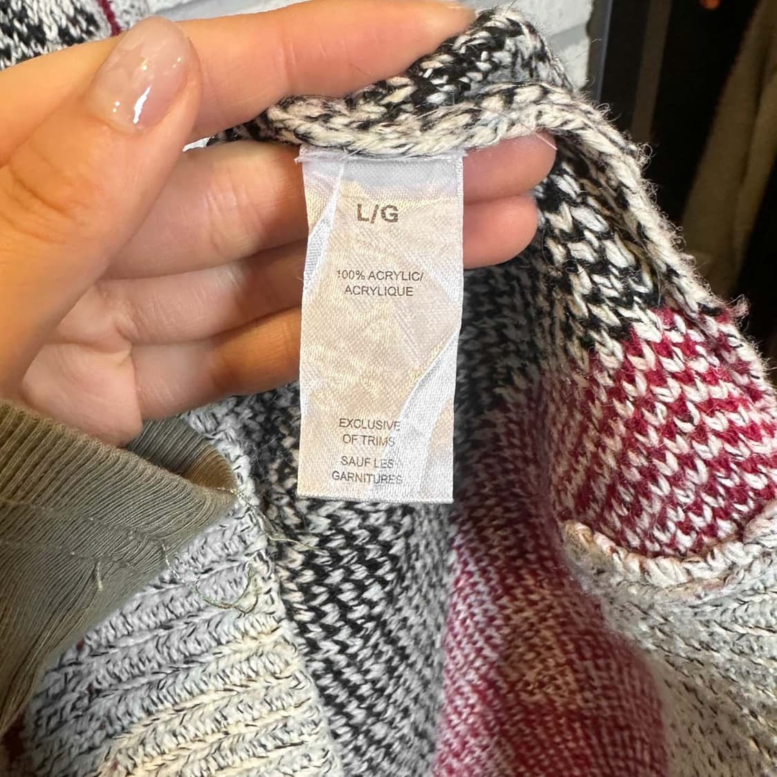 USA VINTAGE 니트 라운드넥 노르딕 루돌프 패턴 디테일 그레이 상품이미지6