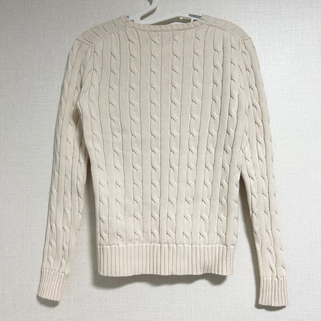 폴로 랄프로렌 신형 큐알 꽈배기 니트 아이보리 크림 XS 상품이미지5