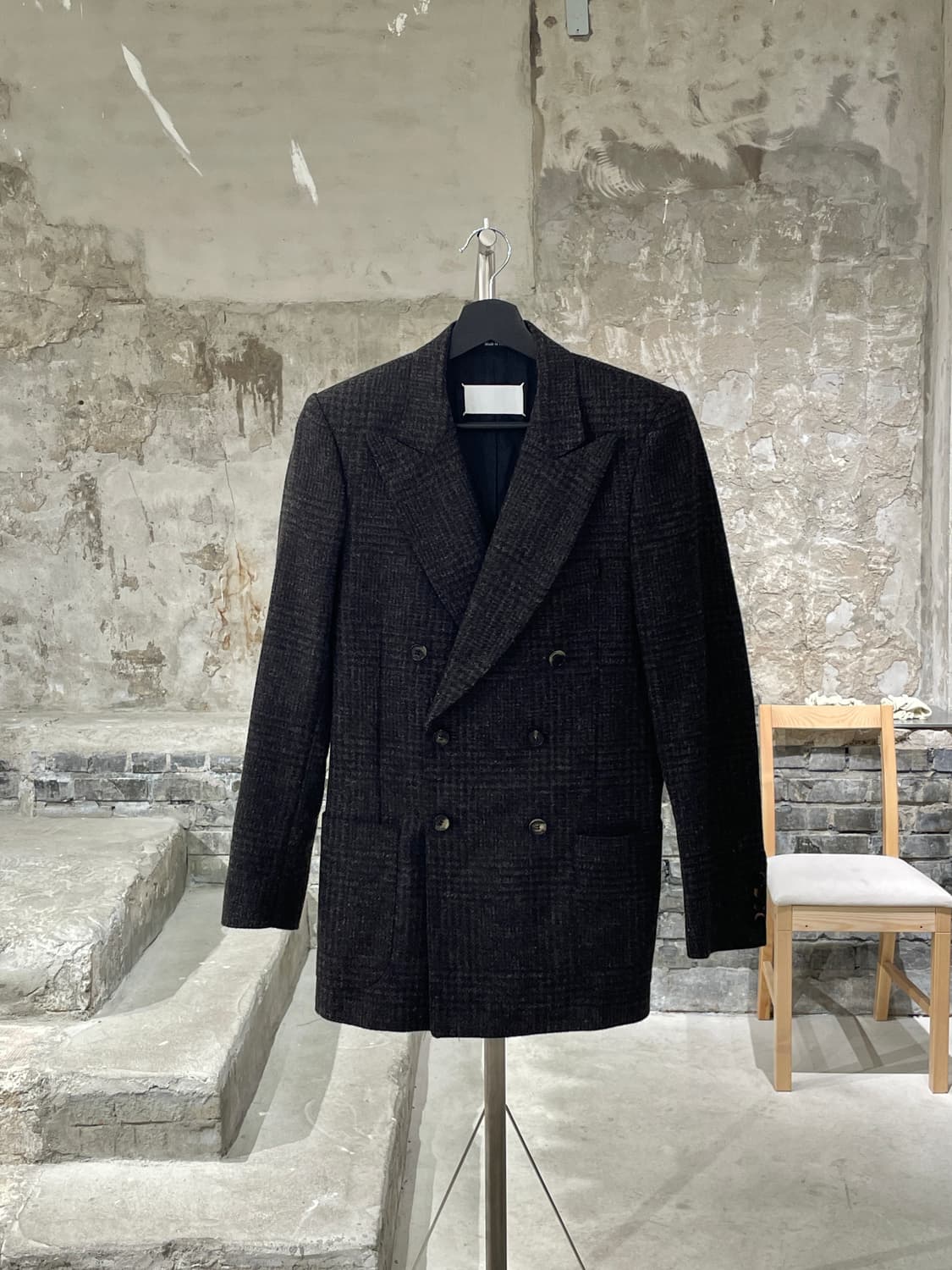 메종 마르지엘라 블랭크탭 브라운 글렌 체크 더블 울 블레이저 상품이미지1