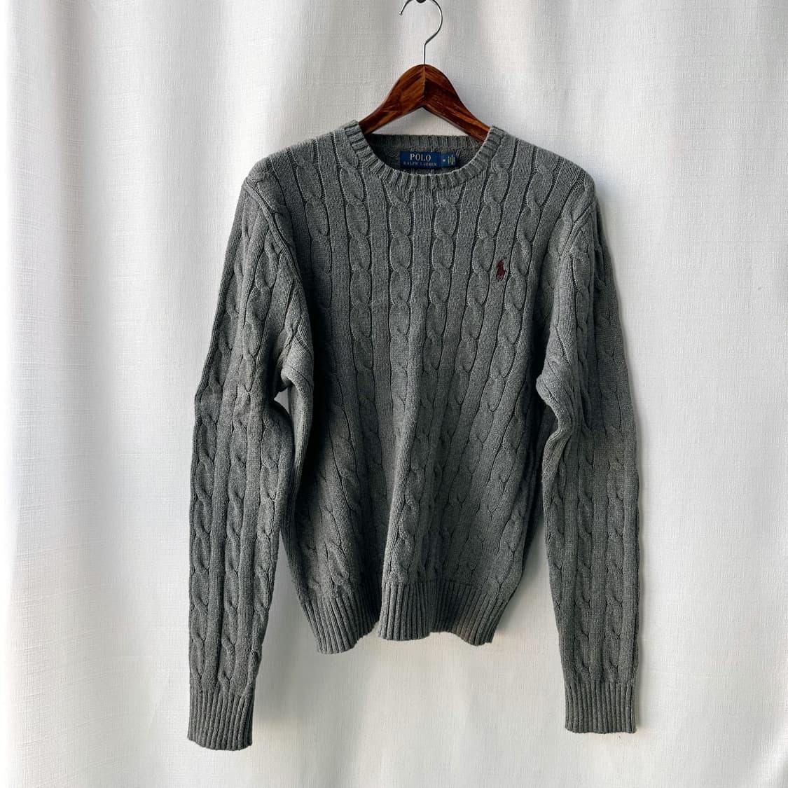 폴로 랄프로렌 케이블 니트 코튼 스웨터 그레이 M 상품이미지1