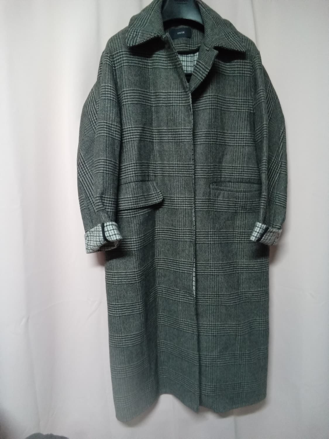 춘추,시스템 울체크 코트 상품이미지1