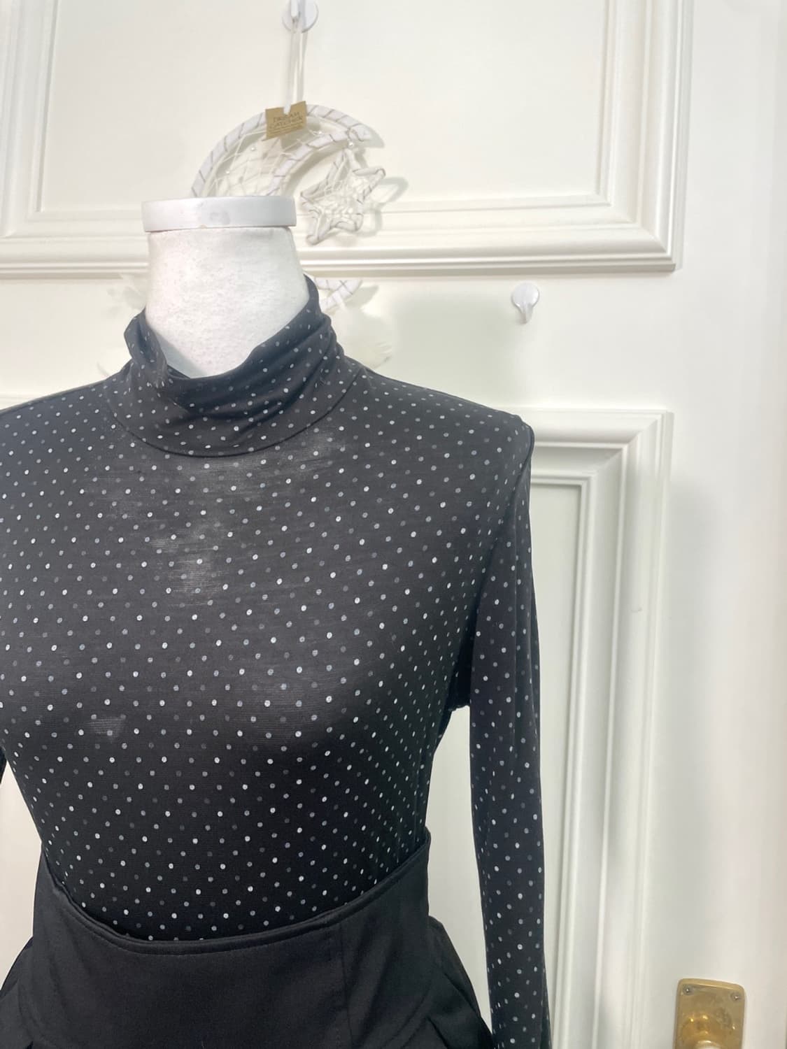 charcoal crochet shirring  puff sleeve k 상품이미지9