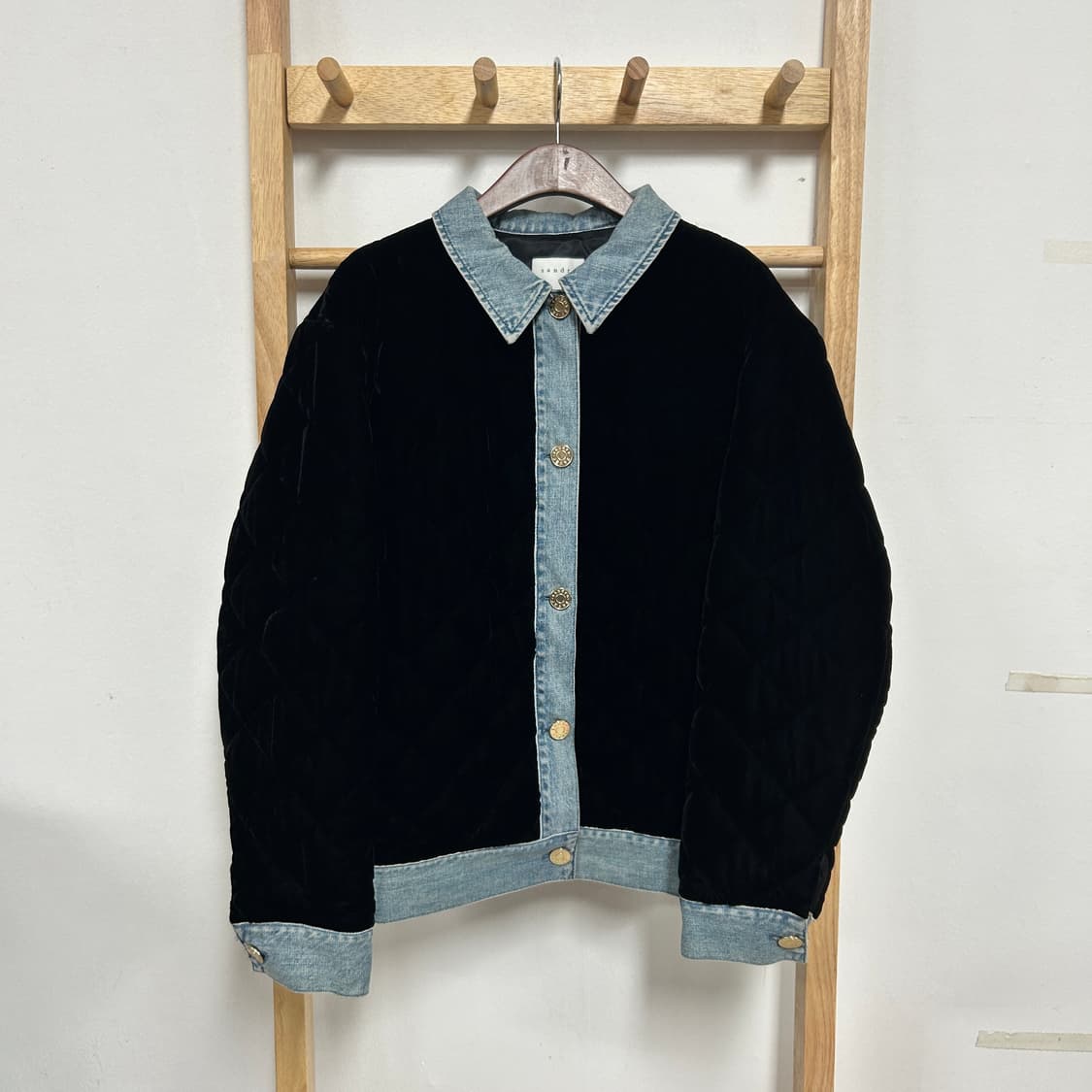산드로 벨벳 퀼팅 데님 자켓 상품이미지3
